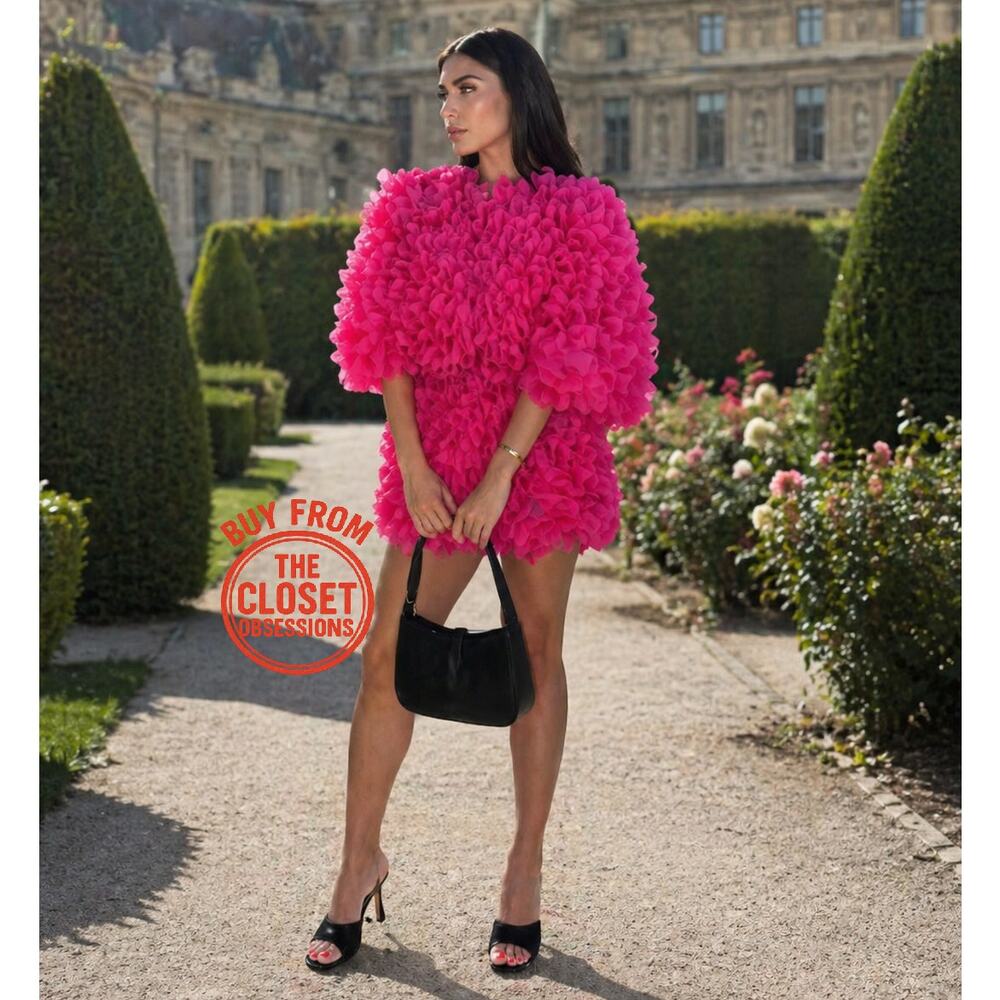 ZARA Pink Textured Statement Coat NWT Couture Barbiecore Jacket - Picture 4 of 16
